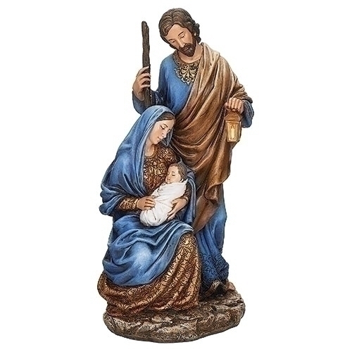 Statue 10.5" Holy Family Blue & Gold