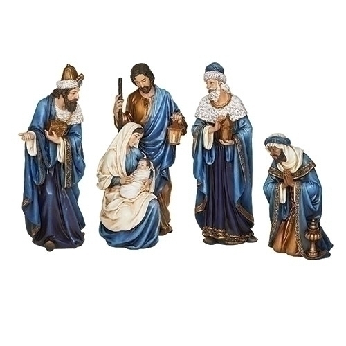 Nativity 9" Blue/Gold 5Pc