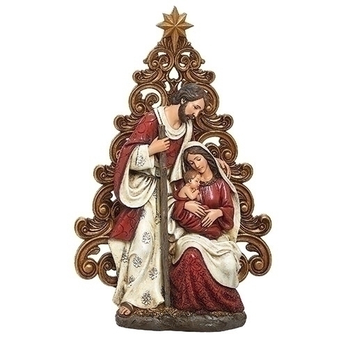 Statue 12.5" Holy Family Gold Tree