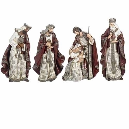 Nativity 13" Burgundy/Pewter 4Pc