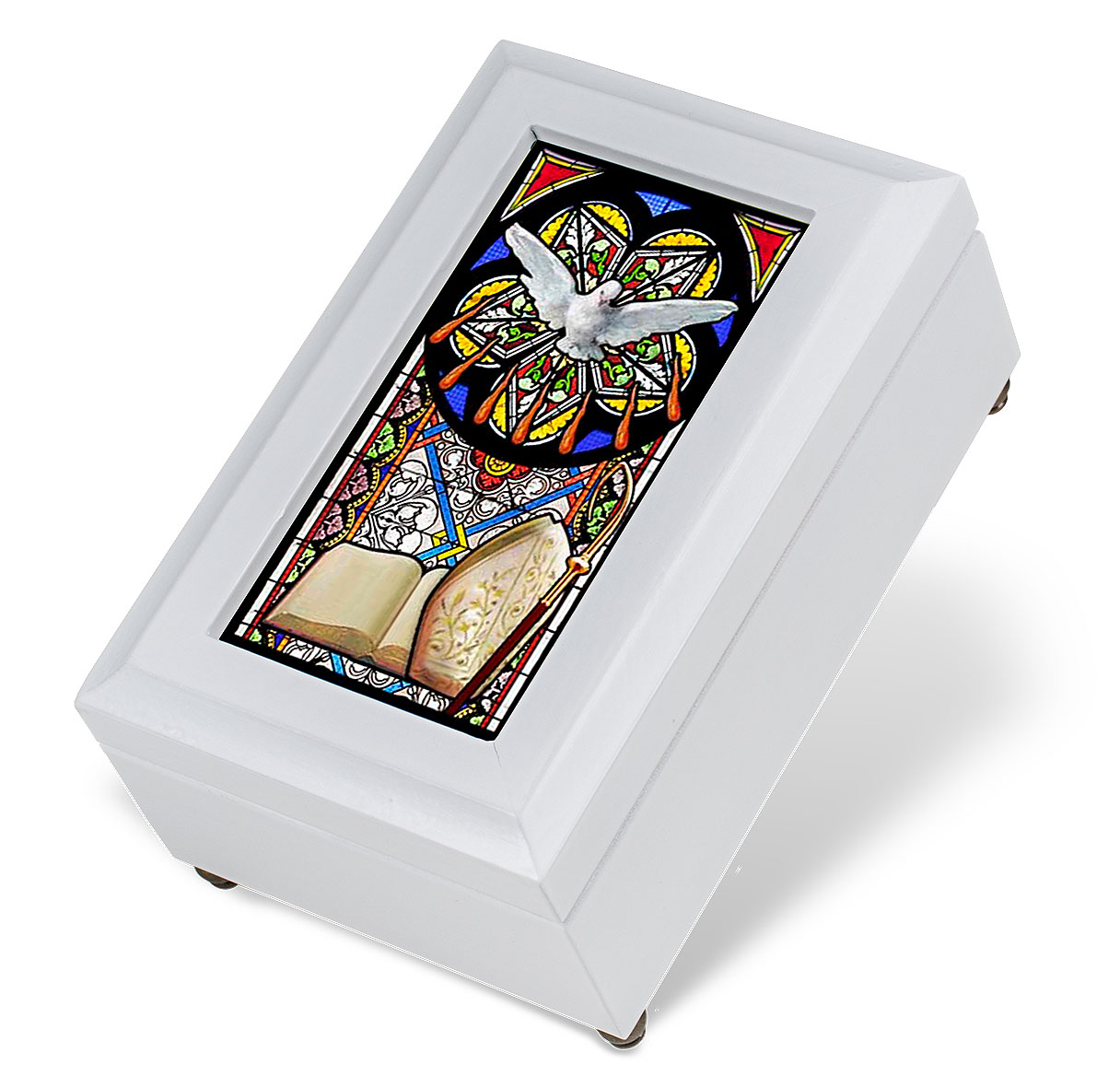 Music Box Stained Glass Confirmation White
