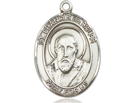 Saint Medal Necklace Francis de Sales 1 inch Sterling Silver
