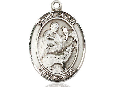 Saint Medal Necklace Jason 1 inch Sterling Silver