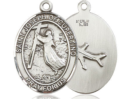 Saint Medal Necklace Joseph of Cupertino 1 inch Sterling Silver