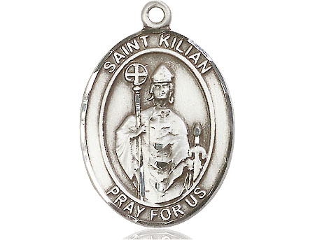 Saint Medal Necklace Kilian 1 inch Sterling Silver