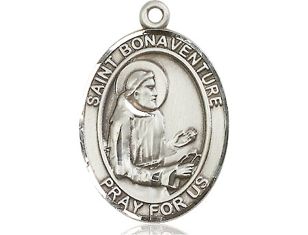Saint Medal Necklace Bonaventure 1 inch Sterling Silver