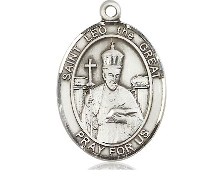 Saint Medal Necklace Leo the Great 1 inch Sterling Silver