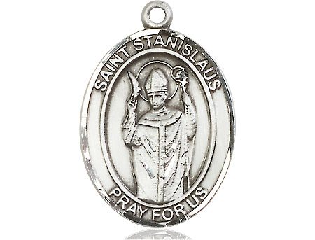 Saint Medal Necklace Stanislaus 1 inch Sterling Silver