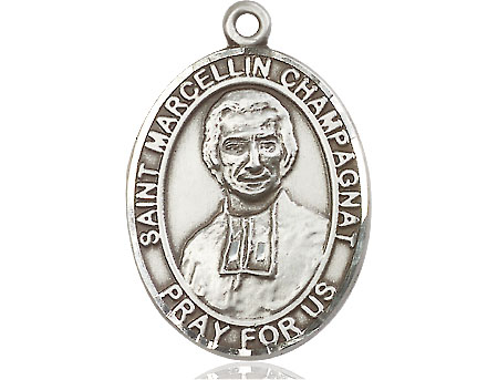 Saint Medal Necklace Marcellin Champagnat 1 inch Sterling Silver
