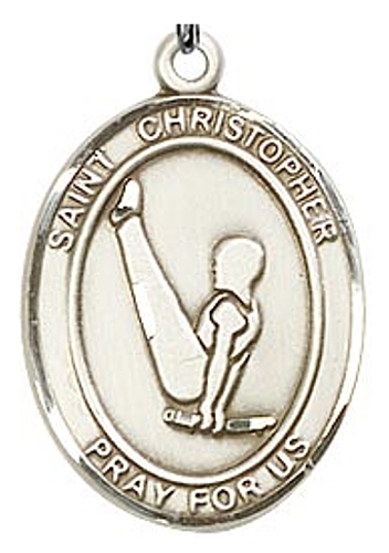 Sport Medal St. Christopher Gymnastics Men 1 in Sterling Silver