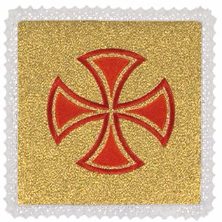 Chalice Pall Embroidered Gold Cross 7 1/2 Inch