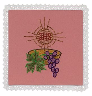 Chalice Pall Embroidered Rose IHS Grapes 7 1/2 Inch