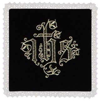 Chalice Pall Embroidered Black IHS 7 1/2 Inch