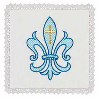 Chalice Pall Embroidered Fleur De Lis 7 1/2 Inch