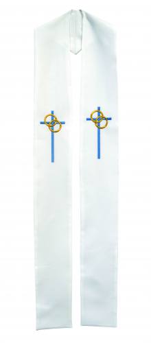 Stole Poly Linen Weave Marriage Cross Wedding Rings