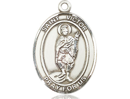 Saint Medal Necklace Victor 1 inch Sterling Silver