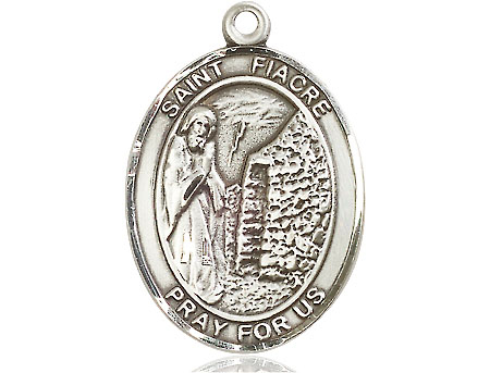 Saint Medal Necklace Fiacre  1 inch Sterling Silver