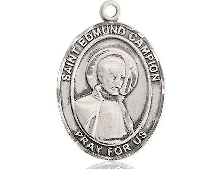 Saint Medal Necklace Edmund Campion 1 inch Sterling Silver