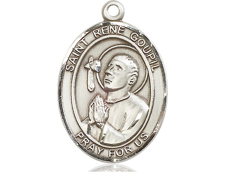 Saint Medal Necklace Rene Goupil 1 inch Sterling Silver