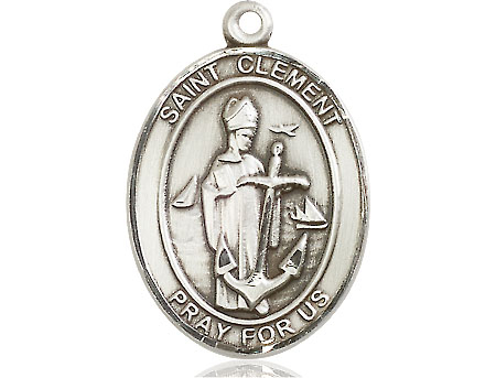 Saint Medal Necklace Clement 1 inch Sterling Silver