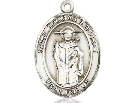 Saint Medal Necklace Thomas Becket 1 inch Sterling Silver