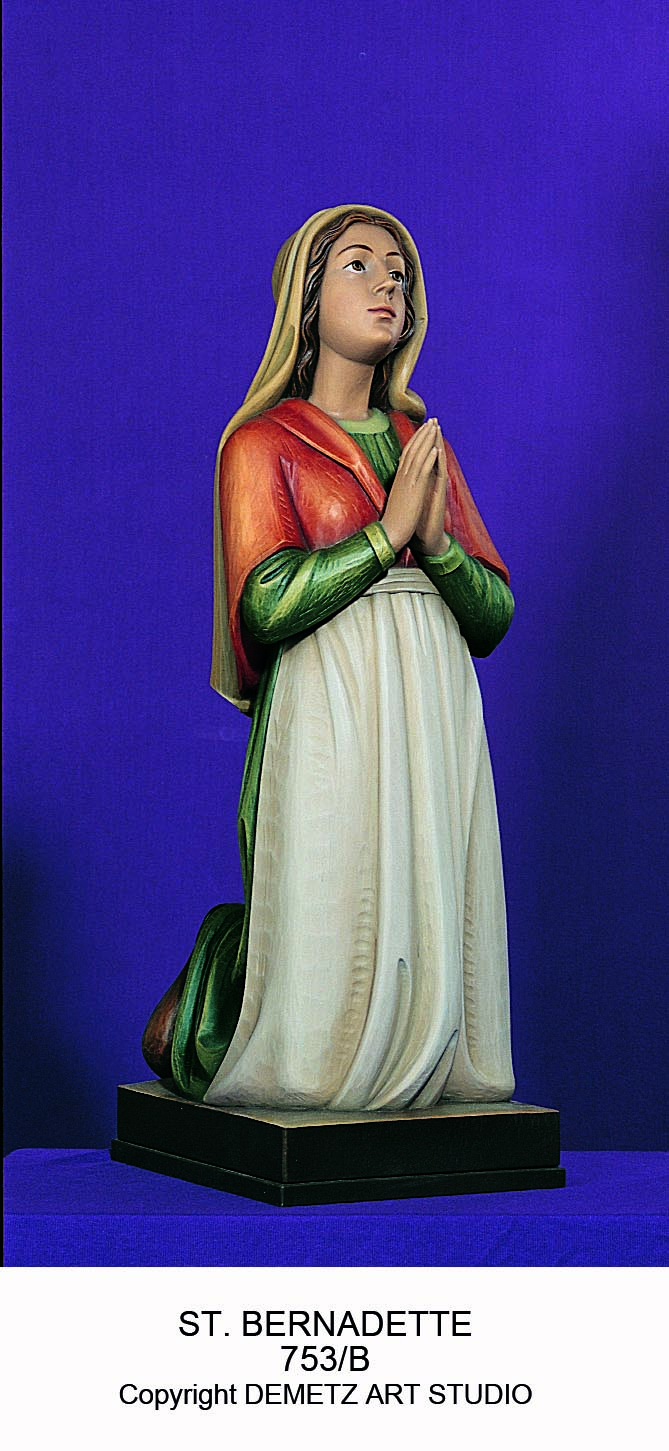 Statue St. Bernadette - In Prop Our Lady Lourdes 22" Linden Wood