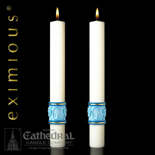 Paschal Most Holy Rosary Complementing Altar Candles Pair