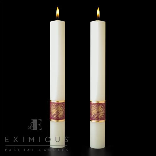 Paschal Christ our Light Complementing Altar Candles Pair