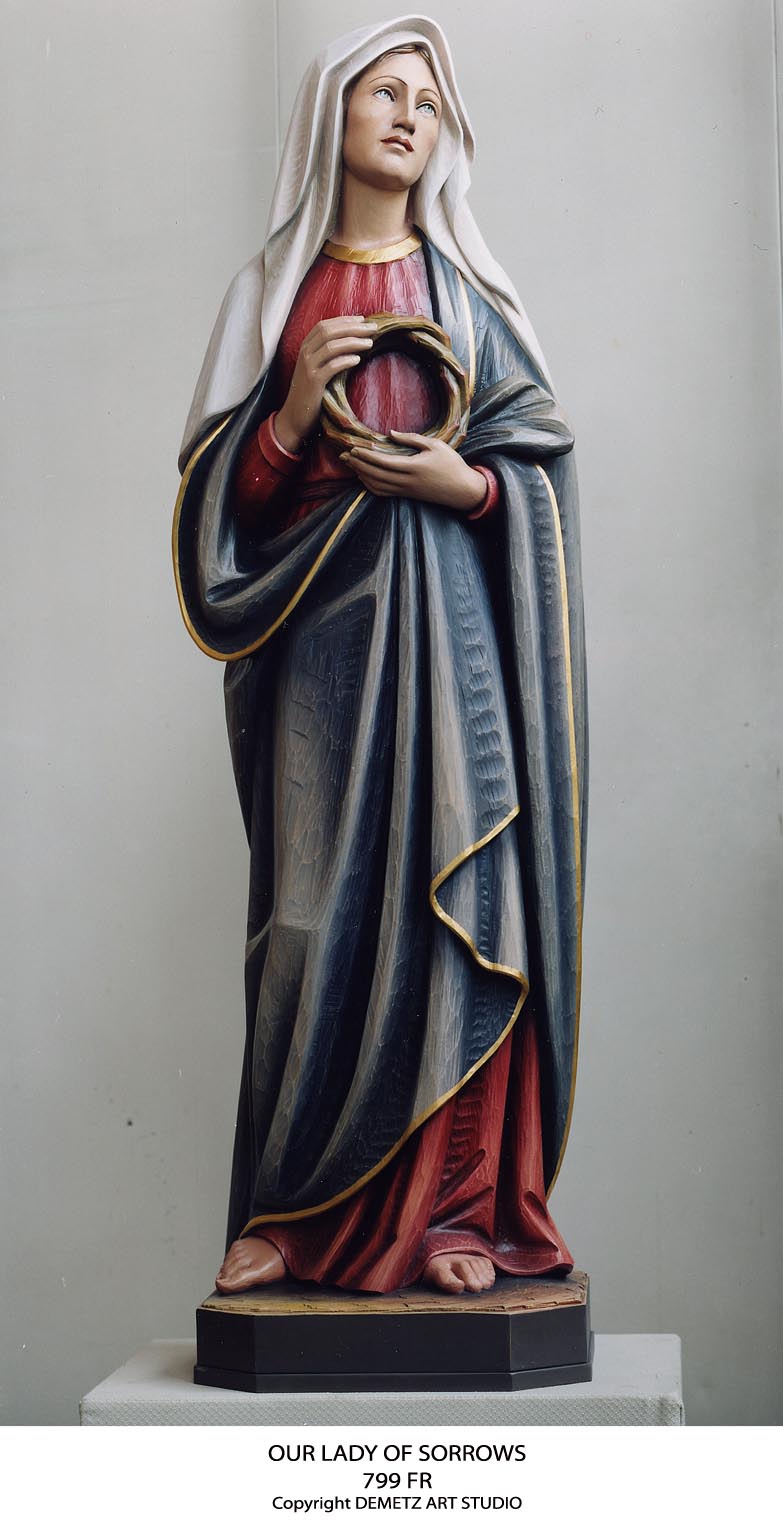Statue Our Lady Of Sorrows 36" Linden Wood