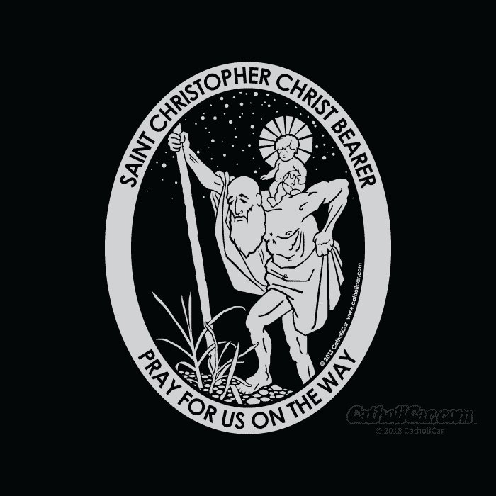 Auto Decal St Christopher Silver
