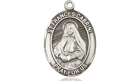 Saint Medal Necklace Frances Cabrini 3/4 inch Sterling Silver