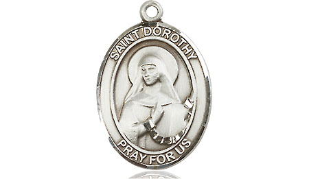 Saint Medal Necklace Dorothy 3/4 inch Sterling Silver