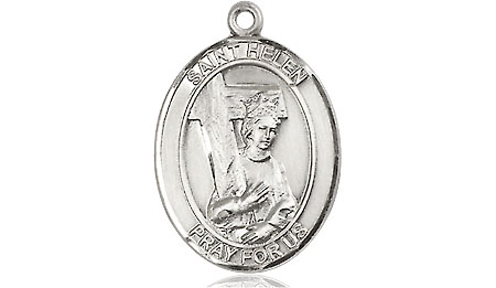 Saint Medal Necklace Helen 3/4 inch Sterling Silver