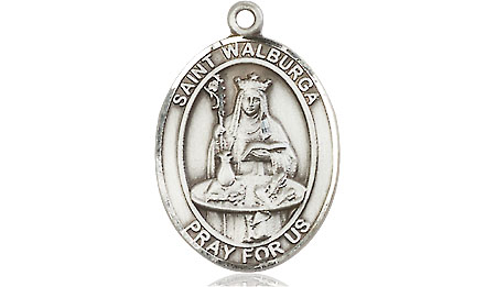 Saint Medal Necklace Walburga 3/4 inch Sterling Silver