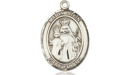 Saint Medal Necklace Maria Stein 3/4 inch Sterling Silver
