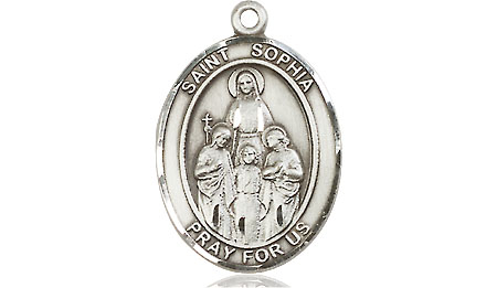 Saint Medal Necklace Sophia 3/4 inch Sterling Silver