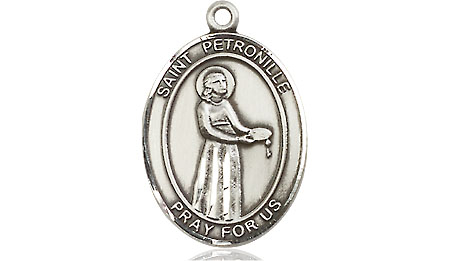 Saint Medal Necklace Petronille 3/4 inch Sterling Silver