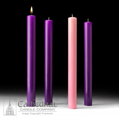Advent Candle Set 51% Beeswax 1-1/2" x 16" Purple Rose