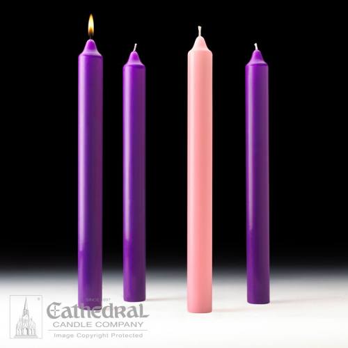 Advent Candle Set Stearine 1-1/2" x 16" Purple Rose