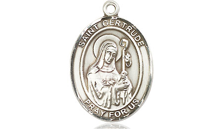 Saint Medal Necklace Gertrude 3/4 inch Sterling Silver