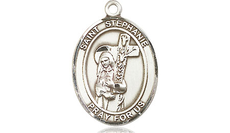 Saint Medal Necklace Stephanie 3/4 inch Sterling Silver