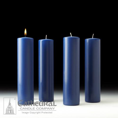 Advent Candle Set Stearine 3" x 12" Sarum Blue