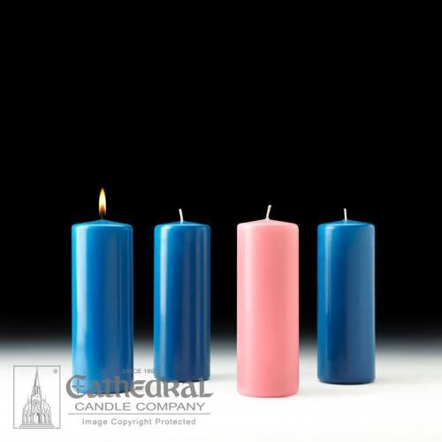 Advent Candle Set Stearine 3" x 8" Sarum Blue Rose
