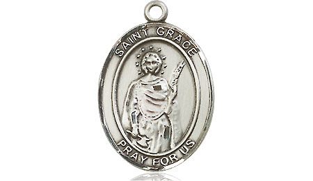 Saint Medal Necklace Grace 3/4 inch Sterling Silver