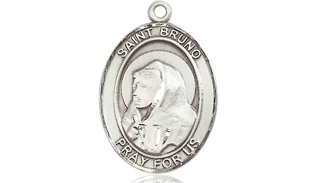 Saint Medal Necklace Bruno 3/4 inch Sterling Silver