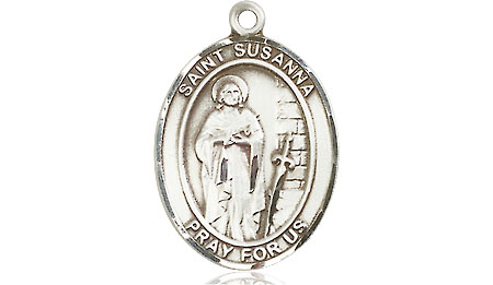 Saint Medal Necklace Susanna 3/4 inch Sterling Silver