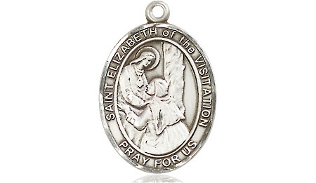 Saint Medal Necklace Elizabeth Visit 3/4 inch Sterling Silver