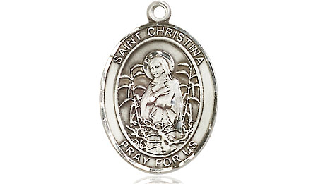 Saint Medal Necklace Christina Astonish 3/4 inch Sterling Silver