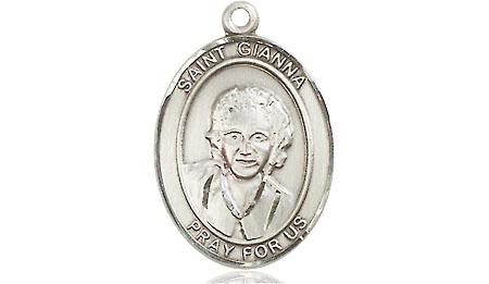 Saint Medal Necklace Gianna 3/4 inch Sterling Silver