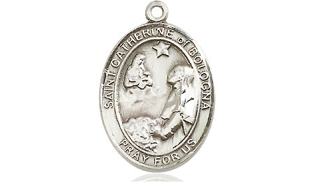 Saint Medal Necklace Catherine Bologna 3/4 inch Sterling Silver